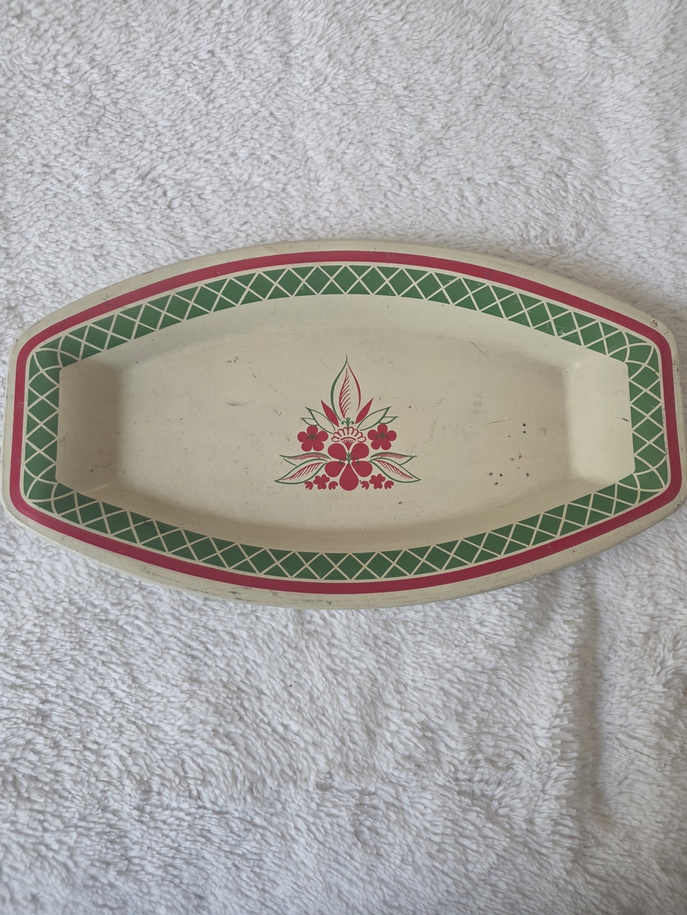 Vintage Art Deco Style Oblong Metal Serving Tray